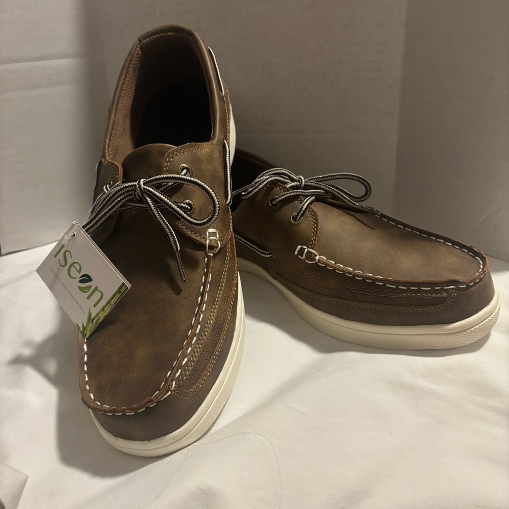 Island Surf Brown Boat Shoes with Rawhide Laces
